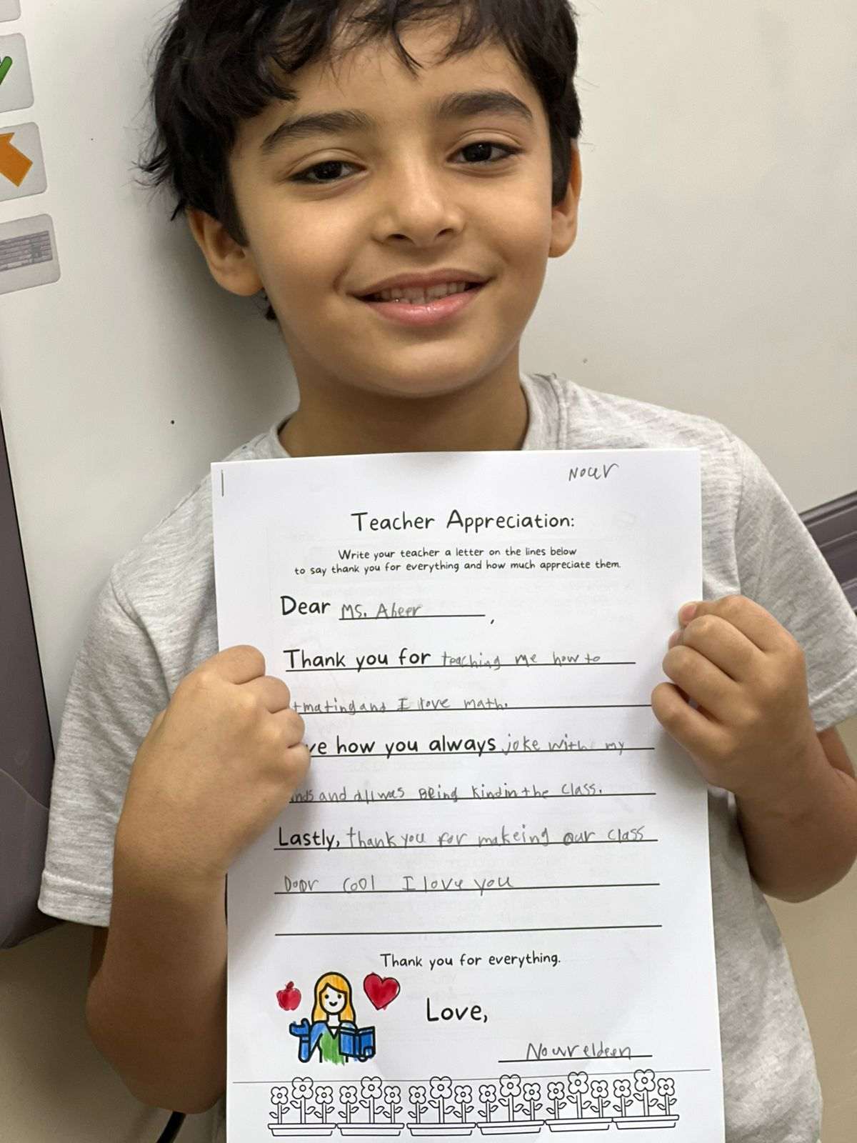  Al Hussan International Thank You Letter Grade 3